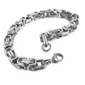 Polished silver stainless steel Byzantine chain necklace with lobster clasp for men - Necklace / Silver
