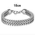 Bracelet homme en acier inoxydable argenté 18cm avec maille tressée et fermoir mousqueton - Double Tresse (Court)