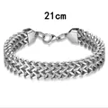 Bracelet chaîne Franco de 21 cm en acier inoxydable argenté avec fermoir mousqueton - Double Tresse (Standard)