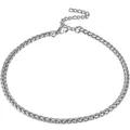 Bracelet chaîne épi en acier inoxydable argenté poli avec fermoir mousqueton et extension - Maille Épi (Ajustable)