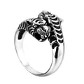 Vintage-Ring aus Edelstahl mit verstellbarem Design und detailliertem Doppeltigerkopf - Tigerkopf