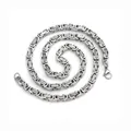 Polished silver Byzantine chain necklace in stainless steel with lobster clasp - Necklace / Silver