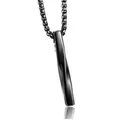 Minimalist black twisted bar pendant necklace with stainless steel box chain for men - Black Spiral Pendant with Chain