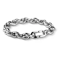Detailed close-up of a thick silver titanium steel rope chain bracelet with fold-over clasp - Necklace (Jewelry Clasp) / 7mm Width - 65cm Length