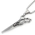 Hip hop style silver scissor pendant necklace with retro box chain for men and women - Retro Barber Scissors Style / Scissor Gesture + Titanium Steel Chain