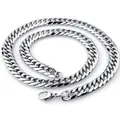 Collar de cadena de eslabones cubanos de acero inoxidable plateado para hombre - 6mm de ancho / 20cm / Color acero