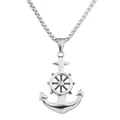 Collana con pendente ancora e timone vintage in argento con zircone per uomo e donna - Timone