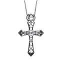 Collana con ciondolo a croce gotica in acciaio inossidabile argento e motivo retrò - Croce Grande