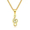 Collier avec pendentif clé de sol doré et chaîne maille vénitienne pour hommes - Clé de Sol Dorée