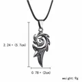 Punk-Stil Spiralflamme Anhänger Kette in Gun Black Metall mit schwarzer Kordel - Schwarz Spirale mit Lederkordel