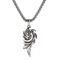 Retro-Phönixflammen-Anhänger aus Edelstahl mit quadratischer Perlenkette für Herren in Silber - Spirale mit Edelstahlkette