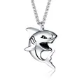 Polished stainless steel shark pendant necklace for men with a hip hop style shark design - Shark Style / Silver