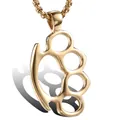 Polished gold knuckle duster pendant with thick box chain for hip hop style jewelry - Gold