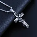 Pendentif croix serpent gothique en argent avec motifs de cœurs et chaîne perle - Croix de Serpent en Argent (Avec Chaîne de Perles)