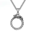 Gothic vintage stainless steel dragon necklace with engraved scales and punk style chain - Exquisite Snake Style