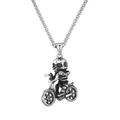 Pendentif moto tête de mort vintage en acier inoxydable avec chaîne vénitienne pour homme - Style Crâne Moto