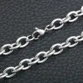Polished stainless steel cross chain necklace with lobster clasp on black leather background - Bracelet (Size 18)