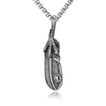 Vintage stainless steel eagle claw and feather pendant on box chain necklace - Feather Eagle Claw Style