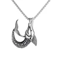 Hip-hop silver swordfish skeleton pendant necklace in polished stainless steel for men - Swordfish Style