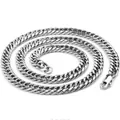 Silver Cuban link necklace in polished stainless steel with durable lobster clasp - 23cm / 6mm / Steel