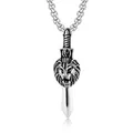 Collana con ciondolo spada testa di leone da uomo in acciaio inossidabile lucido - Spada Leone