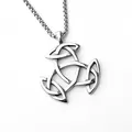 Vintage stainless steel necklace featuring a Celtic knot pendant on a box chain for men - Celtic Knot Style