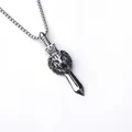 Collier punk pour hommes avec pendentif épée et tête de lion vintage sur une chaîne box - Épée de Lion + Chaîne en Acier Inoxydable