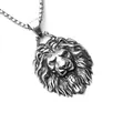 Collana con ciondolo testa di leone da uomo in acciaio inossidabile argento con catena - Testa di leone