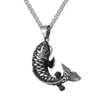 Collier vintage homme avec pendentif poisson koi en acier inoxydable et chaîne à mailles carres - Poisson + Chaîne en Acier Inoxydable