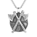 Collier avec pendentif double hache et bouclier viking en acier inoxydable argenté - Style Bouclier Double Hache