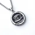 Collier rétro en acier inoxydable avec pendentif œil de la providence au style argenté - Pneu à Œil + Chaîne en Acier Inoxydable