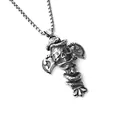 Collier pendentif crâne et serpent punk gothique en acier inoxydable argenté rétro - Crâne de Démon + Chaîne en Acier Inoxydable