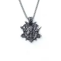 Viking warrior necklace with silver battle axe pendant and retro stainless steel box chain - Stainless Steel Chain + Alloy Pendant / Double Axe (2825CG)