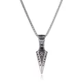Vintage stainless steel Viking arrow pendant necklace with Nordic runes and Valknut symbol - Arrow Style / Arrow with Titanium Steel Chain