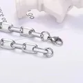 Polished silver stainless steel square Cuban chain necklace with secure lobster clasp - Trapezoid Link Style (9mm) / 18cm Length (Lobster Clasp) / Silver