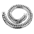 Detailed close-up of a wide silver stainless steel Cuban link chain with rectangle clasp - Jewelry Clasp Style / 6mm Width / Silver / 18cm (Bracelet)