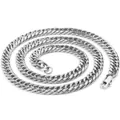 Collar de cadena cubana de acero inoxidable pulido con cierre de langosta en blanco - 6mm de Ancho 18cm Pulsera / Plateado