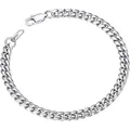 Classic 316L stainless steel Figaro chain necklace for men with lobster clasp closure - 6mm Wide Round Polished Sliding Buckle / 18cm Stainless Steel Bracelet