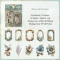 Vintage Baroque frame stickers with floral and bird motifs on Shengmu paper set - 10 Sheets Set / Garden Dreams