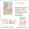 Midsummer Scenery DIY scrapbook stickers featuring pink ferris wheel and carousel designs - Window with Moon / Matte PET