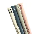 Set of 4 cute cartoon erasable gel pens featuring panda pig and bear animal designs - Cartoon Animal Mixed Colors / 0.35mm Full Needle Black Ink