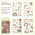 Flowers Bloom floral scrapbooking stickers made of waterproof PET, set of 4 sheets - Blossom Tales / 4 Sheets Pack