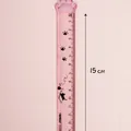 Pink semi-transparent 15cm cat paw ruler with cute kitty prints and clear markings - Pink / 15cm