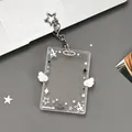 Porta tarjetas de acrílico con llavero de estrella y alas de ángel blancas - Blanco