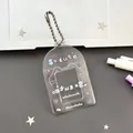 Porte-carte mignon en PVC transparent avec oreilles de chat bleues et chaîne à billes - Chat