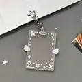 Porta tarjetas de fotos acrílico con alas de ángel lavanda y patrones de estrellas plateado - Púrpura