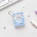 Mini álbum de fotos azul claro con diseño de gato, ventana corazón y cadena plateada - Gato Azul Claro