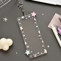 Pastel star printed acrylic photocard holder with silver star keychain for kpop cards - Colorful