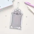 Portatessera in PVC gatto grigio con catenella in metallo e finestra trasparente - Lupo