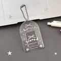 Porte-carte photo en PVC transparent avec nœud rose et motifs d'ailes sur chaîne à billes - Noeud à Pois